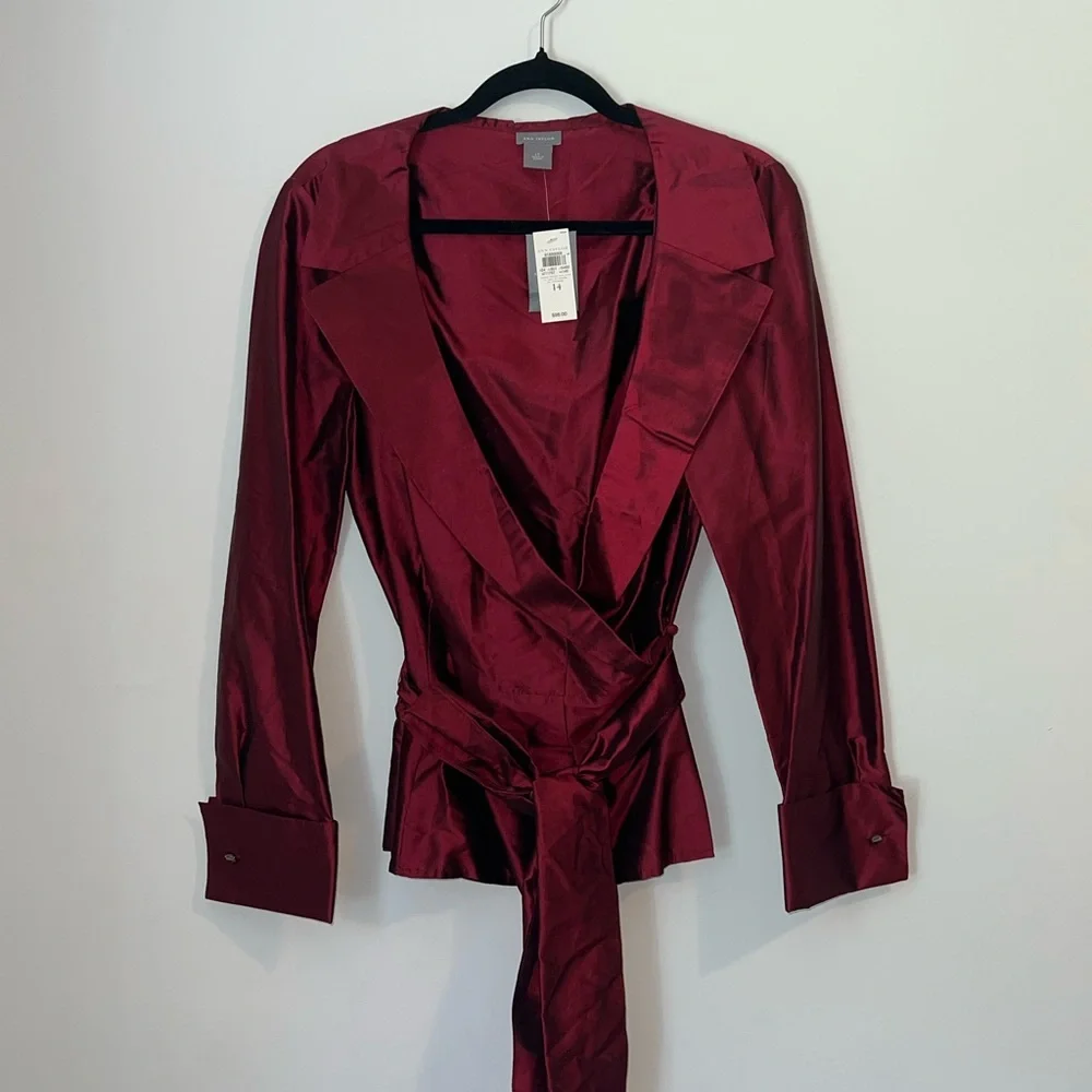 Ann Taylor Deep Red Satin Blouse - Picture 1 of 3